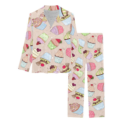 Cupcake Pattern Print Design CP06 Women's Long Pajama Set