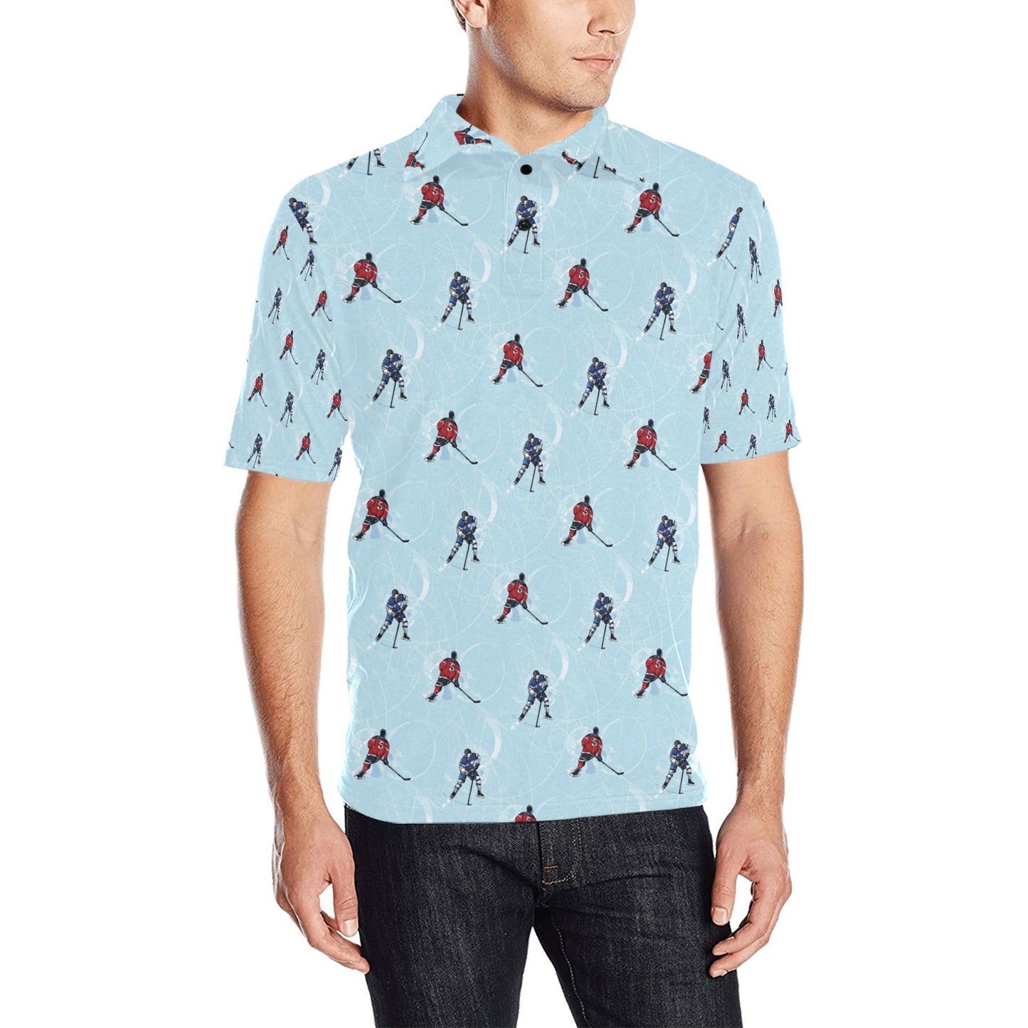 Hockey Player Print Design LKS302 Men Polo Shirt