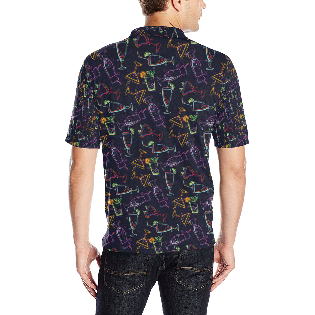 Cocktail Pattern Print Design 04 Men Polo Shirt