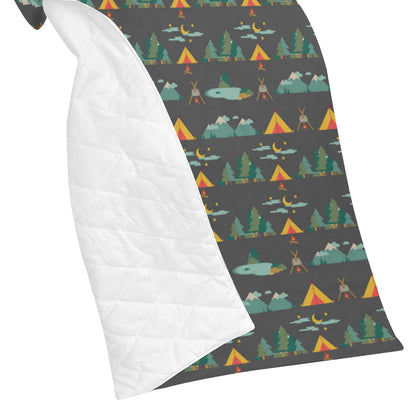 Camping Tent Pattern Print Design 03 Premium Quilt