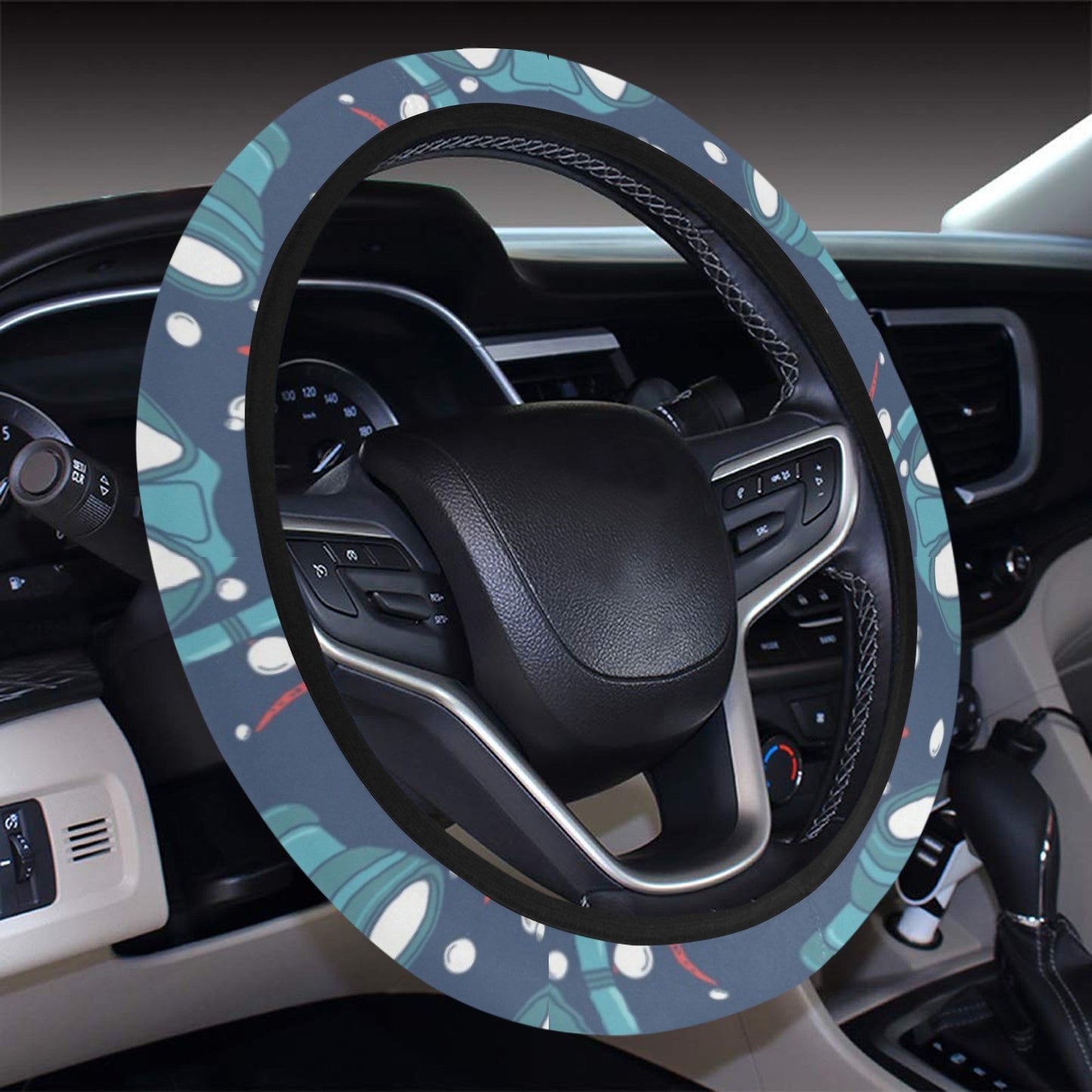 Scuba Equipment Print Design LKS302 Steering Wheel Cover with Elastic Edge