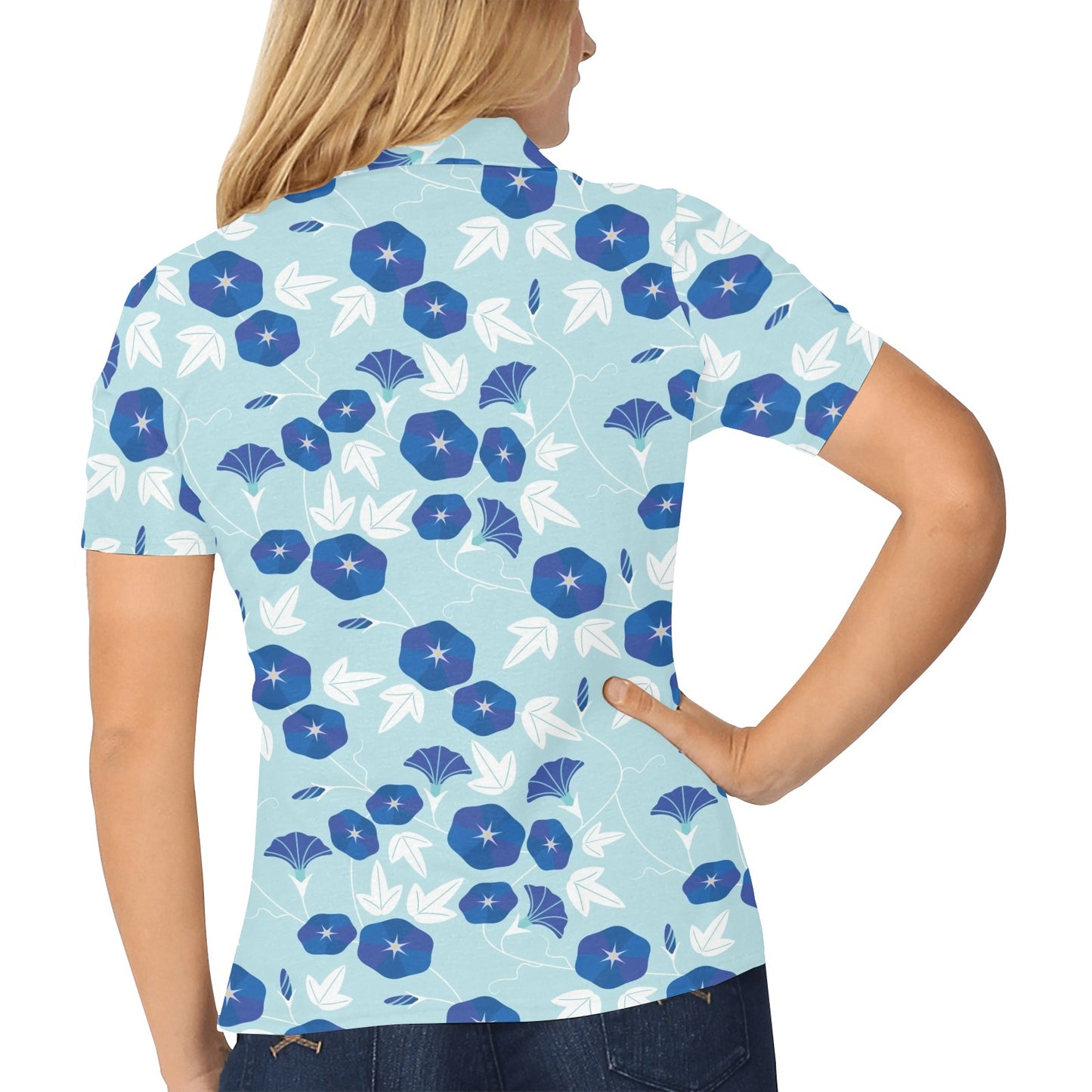 Morning Glory Pattern Print Design MG07 Women's Polo Shirt