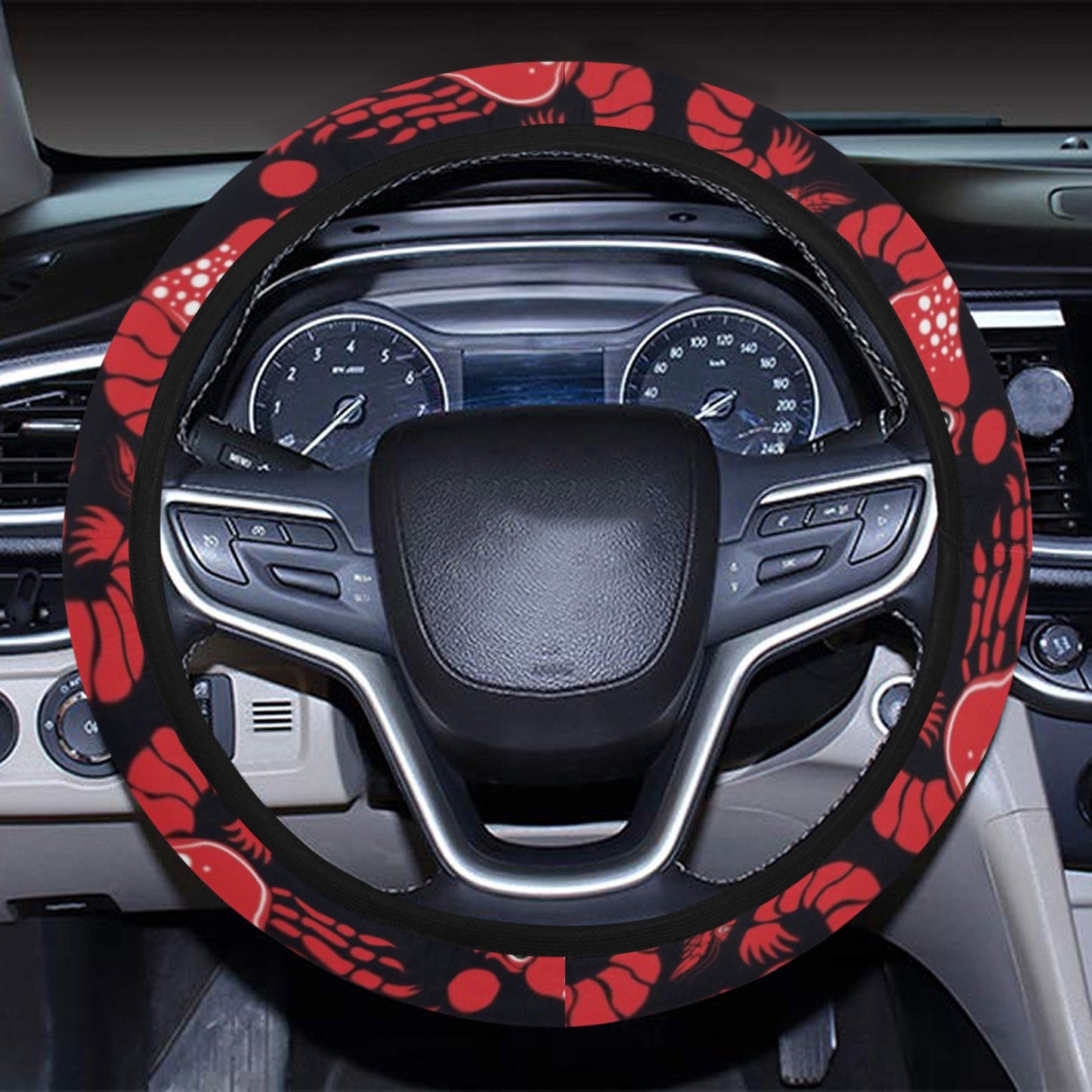 Shrimp Print Design LKS303 Steering Wheel Cover with Elastic Edge