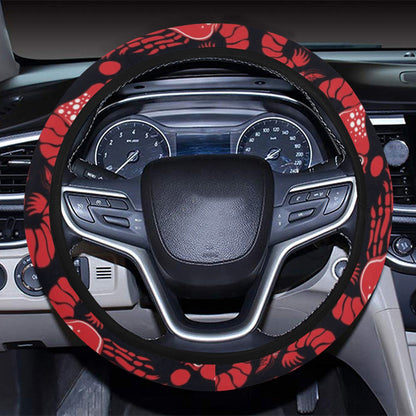 Shrimp Print Design LKS303 Steering Wheel Cover with Elastic Edge