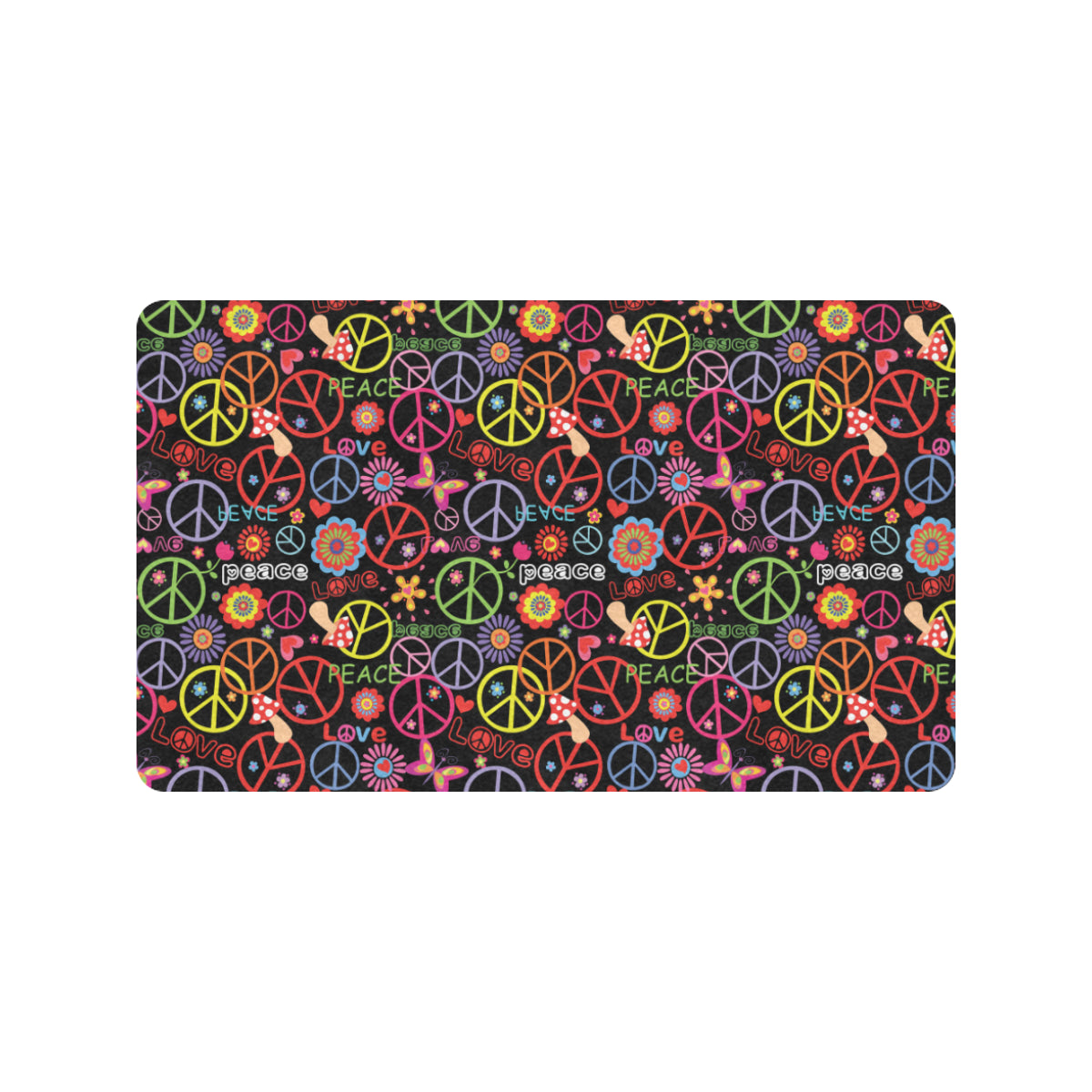 Peace Sign Colorful Design Print Rubber Doormat