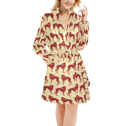Whippets Print Design LKS301 Women's Fleece Robe
