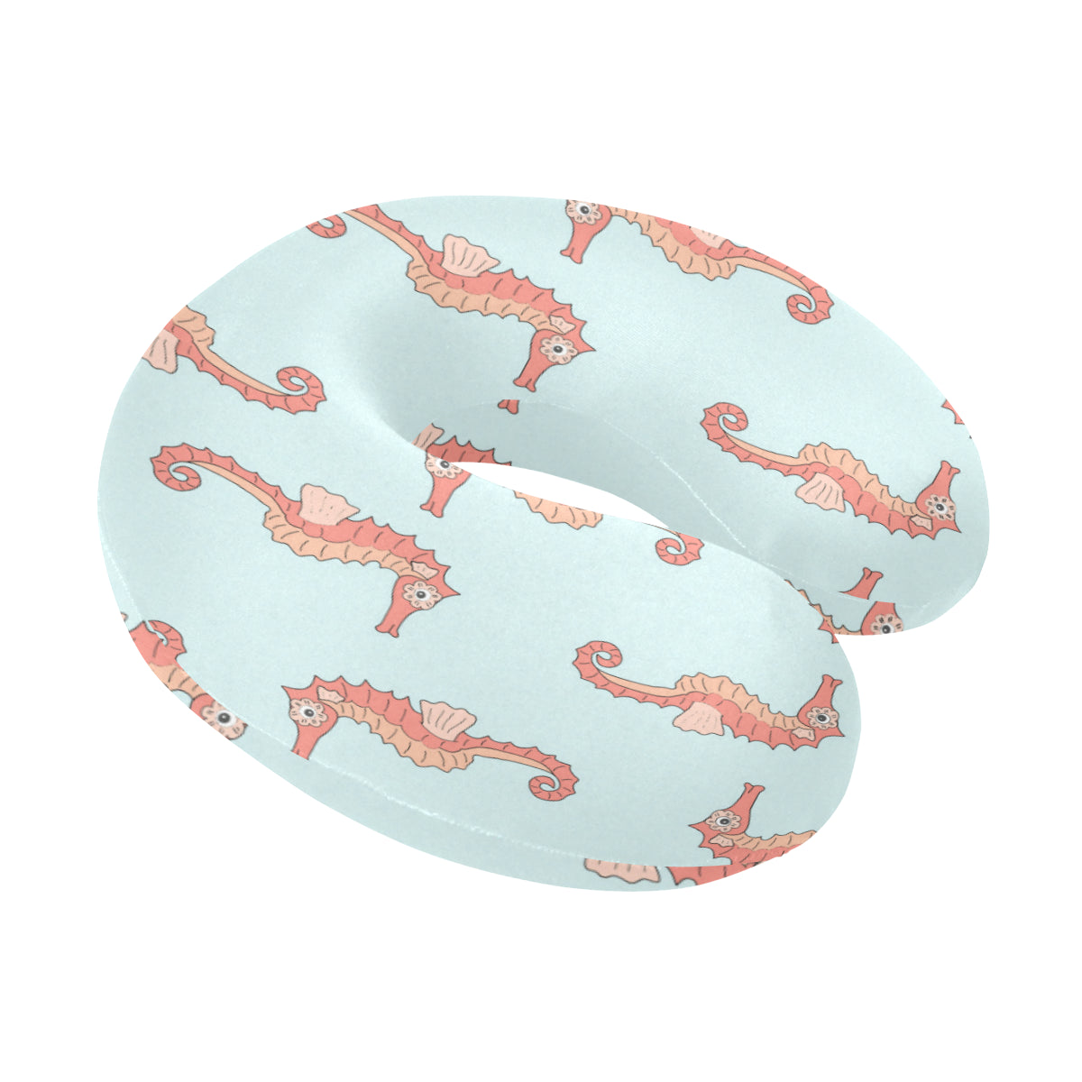 SeaHorse Pattern Print Design 01 U-Shaped Travel Neck Pillow