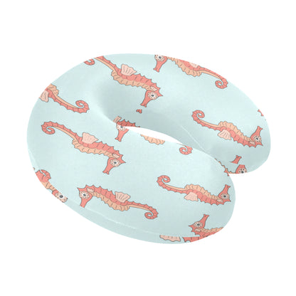 SeaHorse Pattern Print Design 01 U-Shaped Travel Neck Pillow