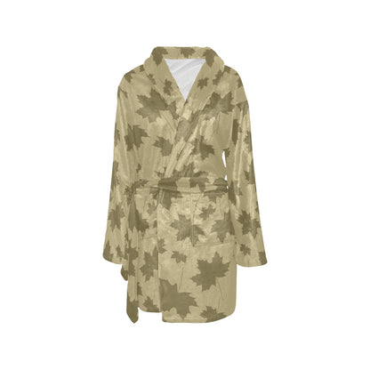 Maple Leaf Pattern Print Design 01 Women's Fleece Robe