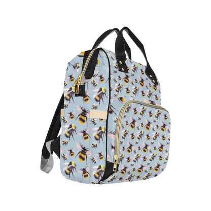 Bee Pattern Print Design BEE08 Diaper Bag Backpack