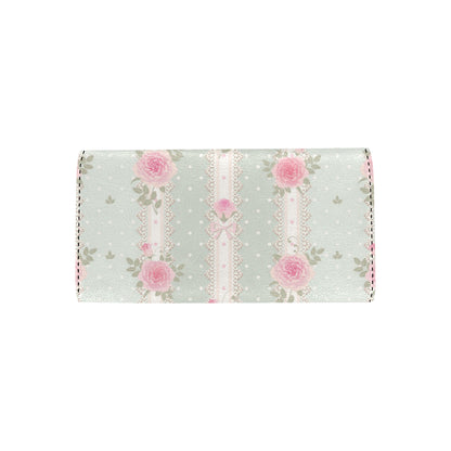 Rose Pattern Print Design RO016 Women's Trifold Wallet