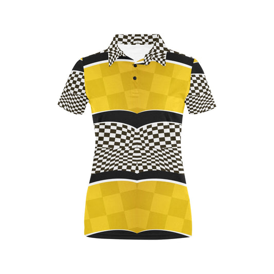 Checkered Pattern Print Design 02 Women's Polo Shirt