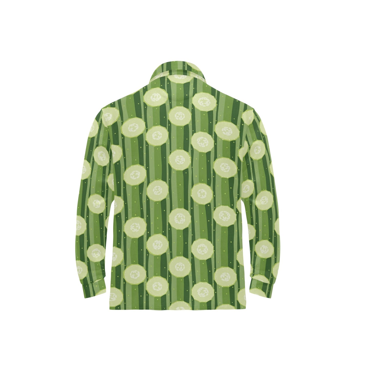 Cucumber Pattern Print Design CC03 Long Sleeve Polo Shirt For Men's