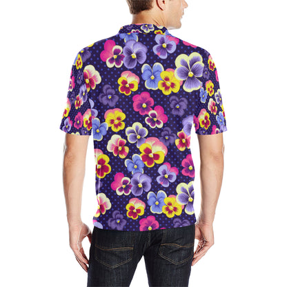 Pansy Pattern Print Design PS04 Men Polo Shirt