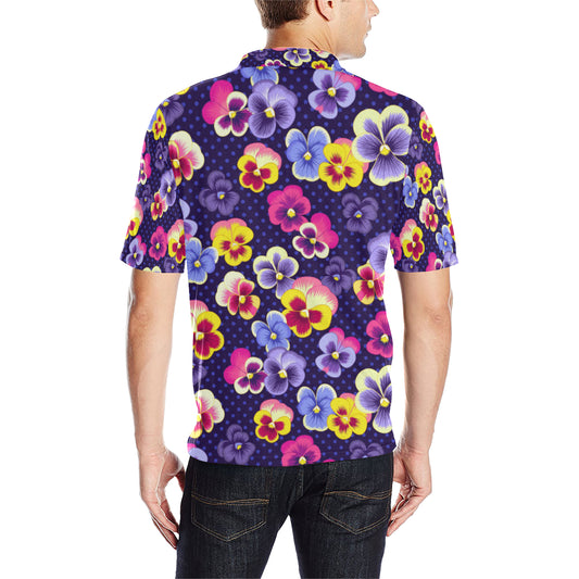 Pansy Pattern Print Design PS04 Men Polo Shirt