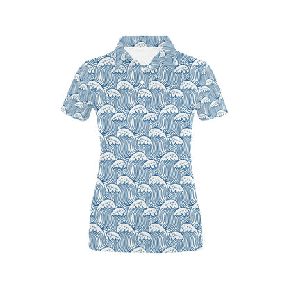 Wave Print Design LKS306 Women's Polo Shirt