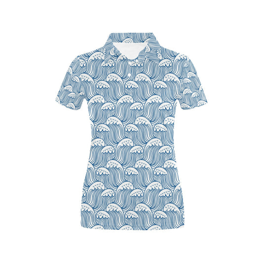 Wave Print Design LKS306 Women's Polo Shirt