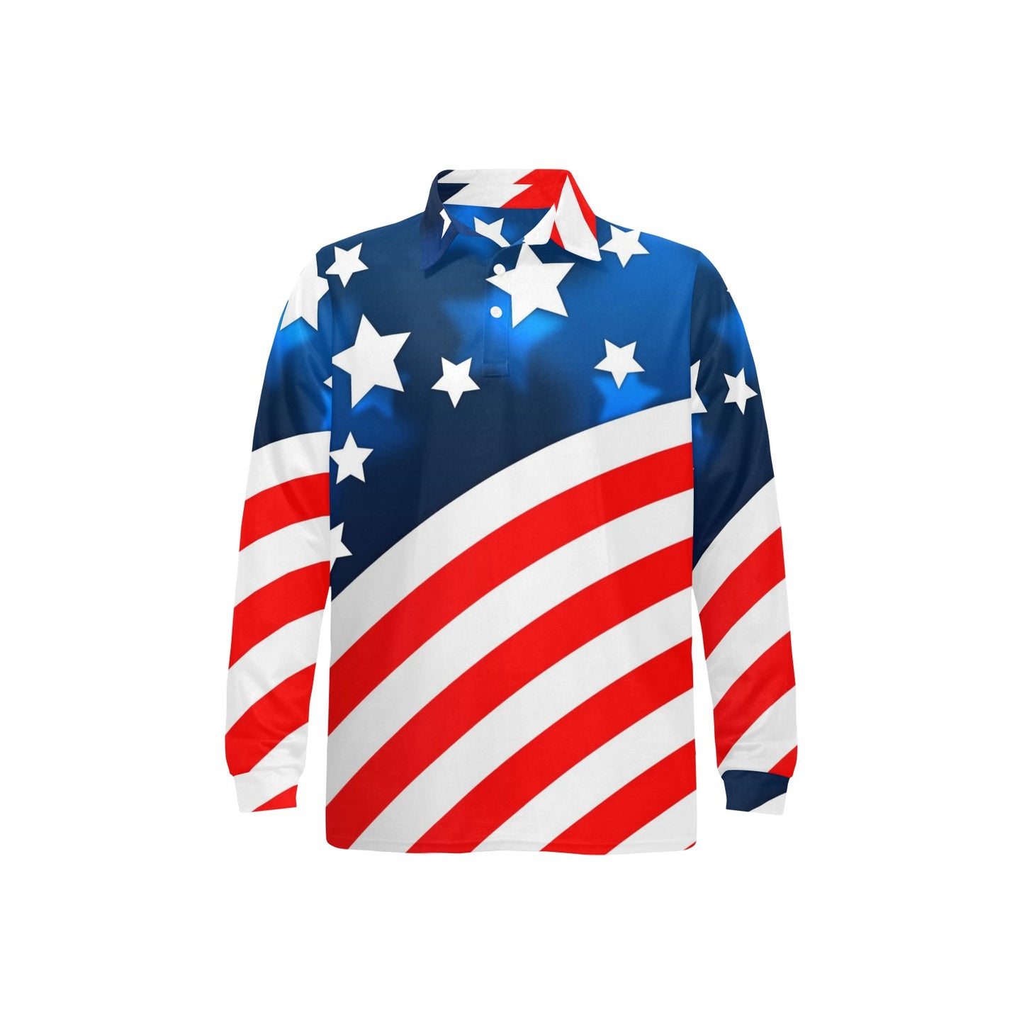 American flag Style Long Sleeve Polo Shirt For Men's