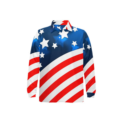 American flag Style Long Sleeve Polo Shirt For Men's