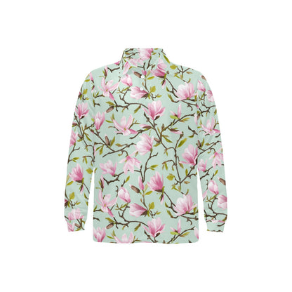 Magnolia Pattern Print Design MAG04 Long Sleeve Polo Shirt For Men's