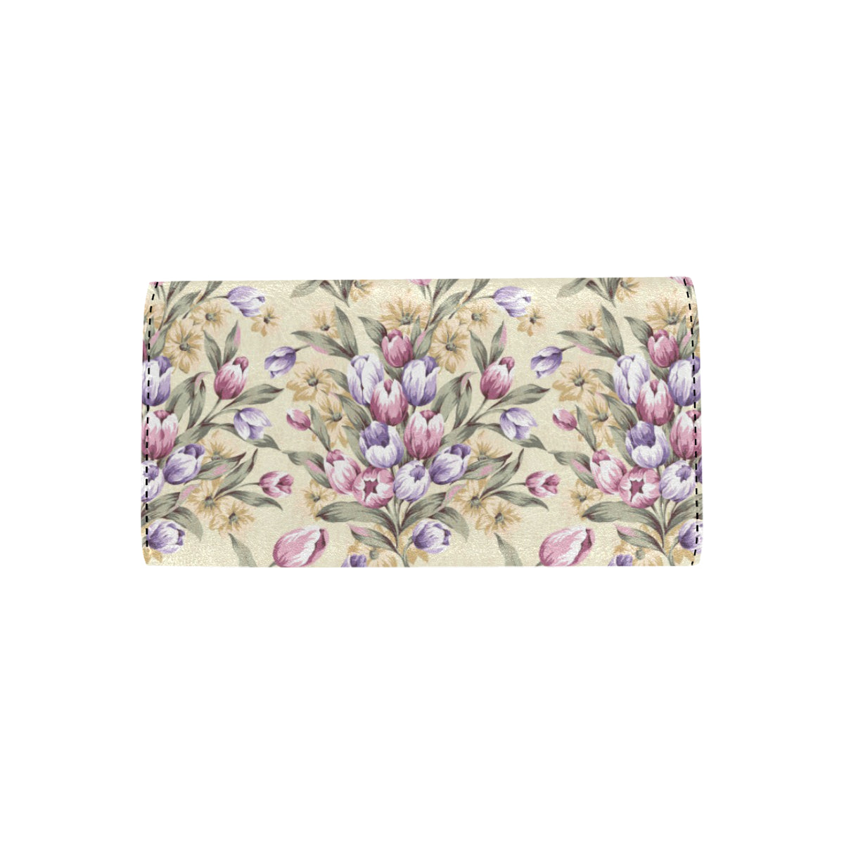 Tulip Pattern Print Design TP04 Women's Trifold Wallet