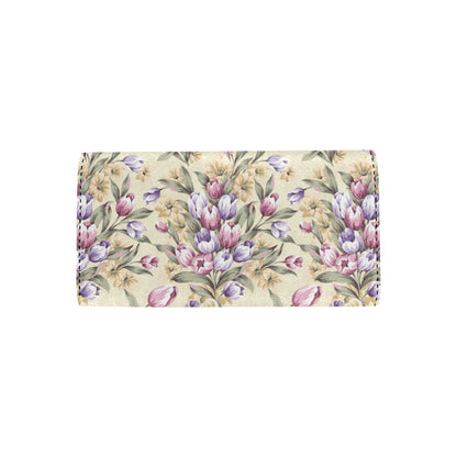 Tulip Pattern Print Design TP04 Women's Trifold Wallet