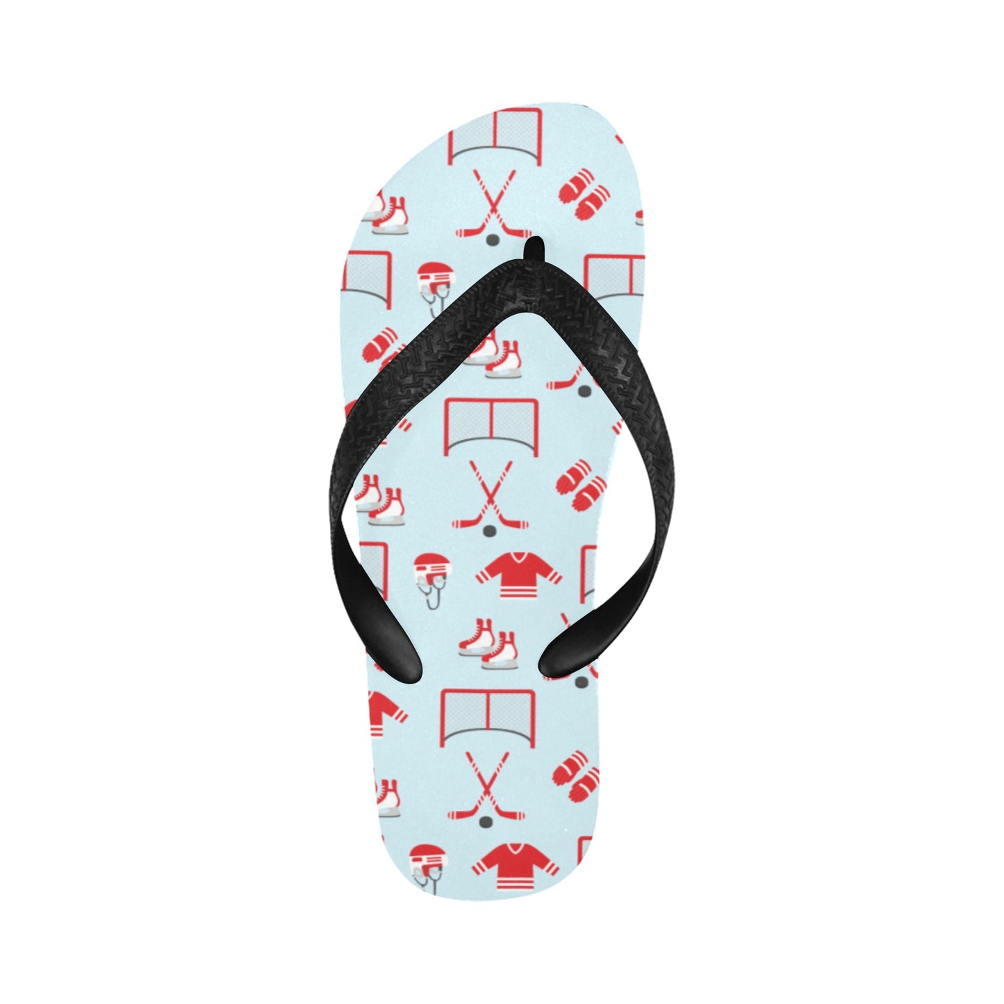 Hockey Red Equipment Print Design LKS305 Flip Flops
