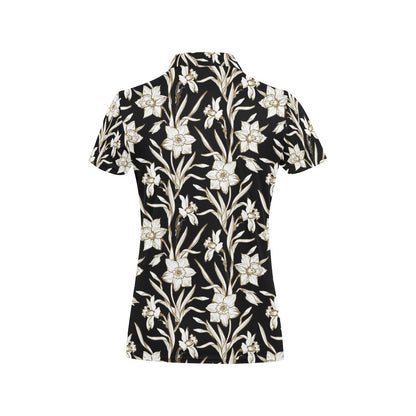 Daffodils Pattern Print Design DF06 Women's Polo Shirt