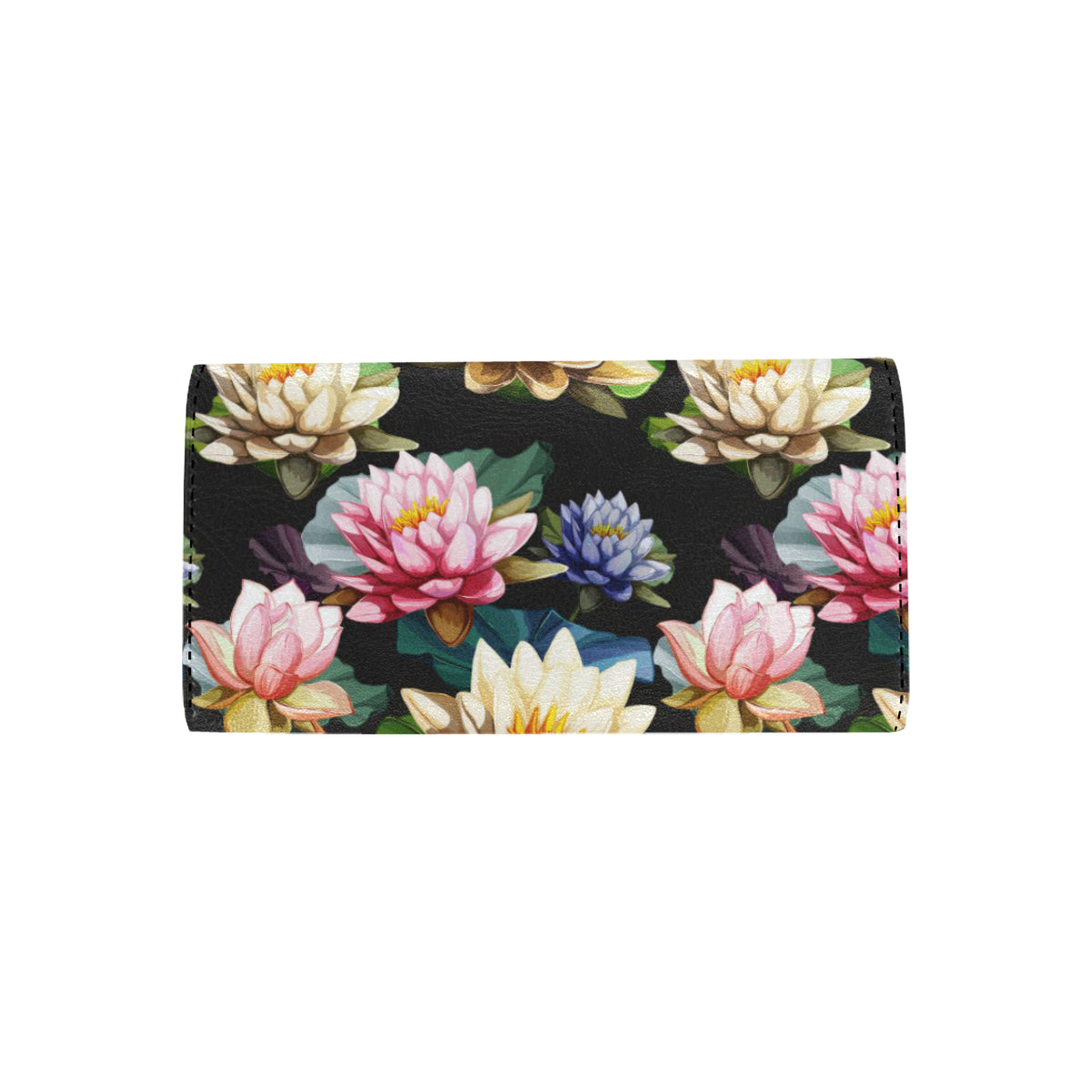 Water Lily Pattern Print Design WL02 Women's Trifold Wallet