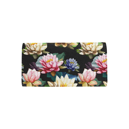 Water Lily Pattern Print Design WL02 Women's Trifold Wallet