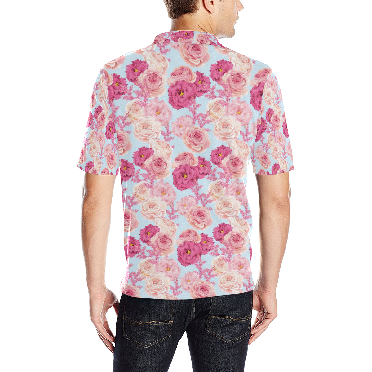 Lisianthus Pattern Print Design LT05 Men Polo Shirt