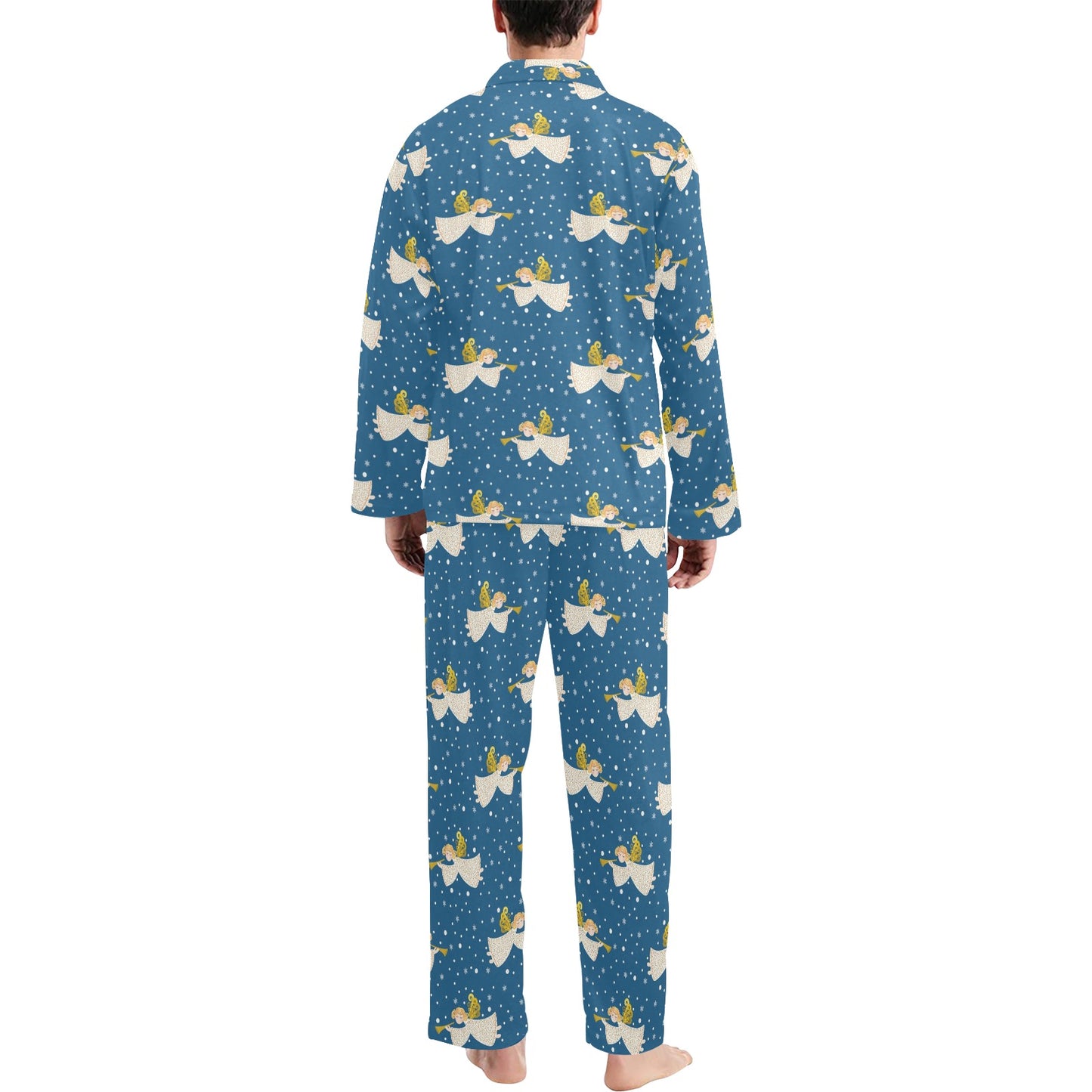 Angel Pattern Print Design 08 Men's Long Pajama Set