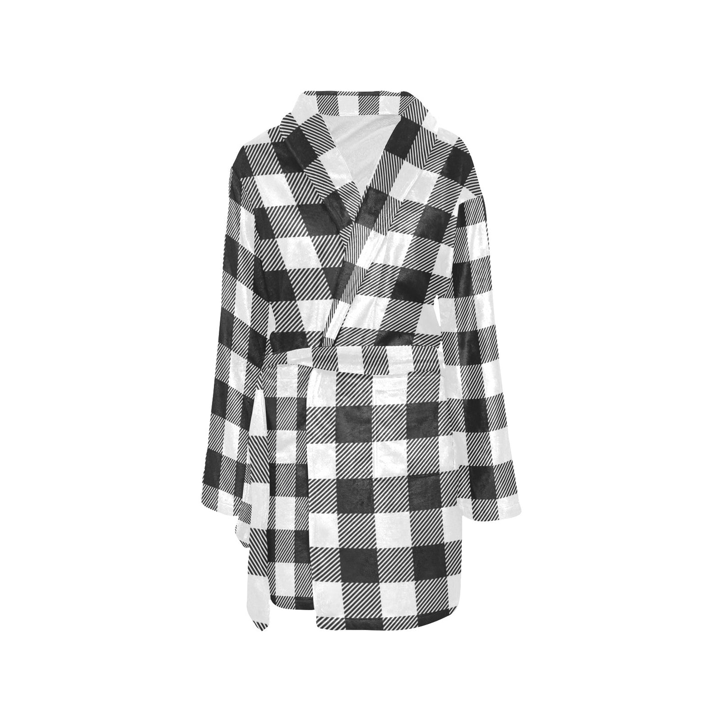Buffalo check Black white Pattern Print Design 04 Women's Fleece Robe