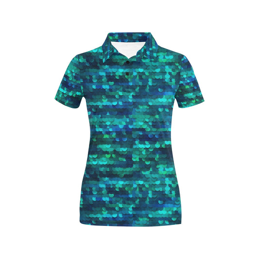Mermaid Scales Pattern Print Design 06 Women's Polo Shirt
