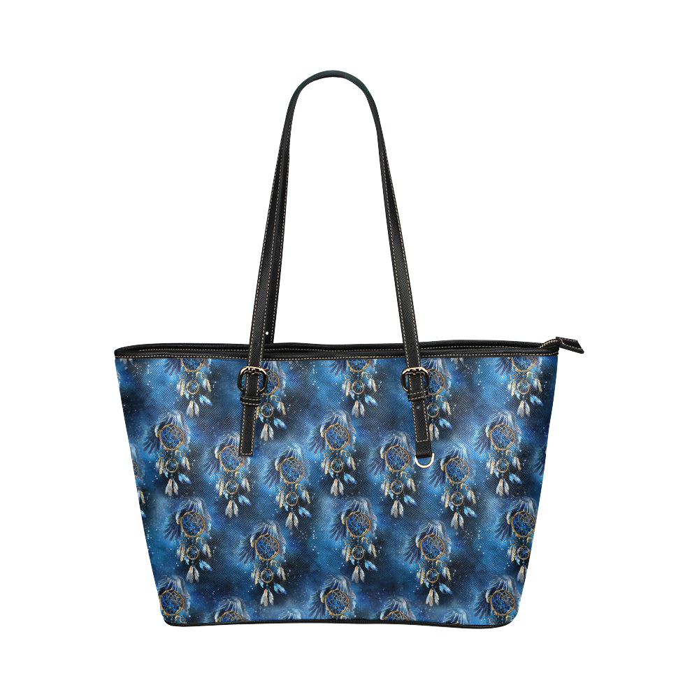 Eagles Dream Catcher Themed Leather Tote Bag