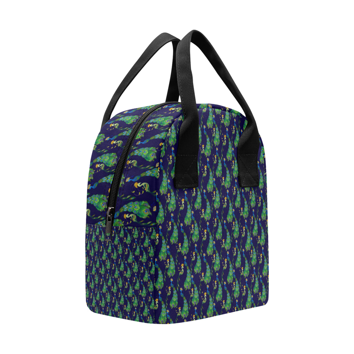 Peacock Art Design Print Insulated Lunch Bag