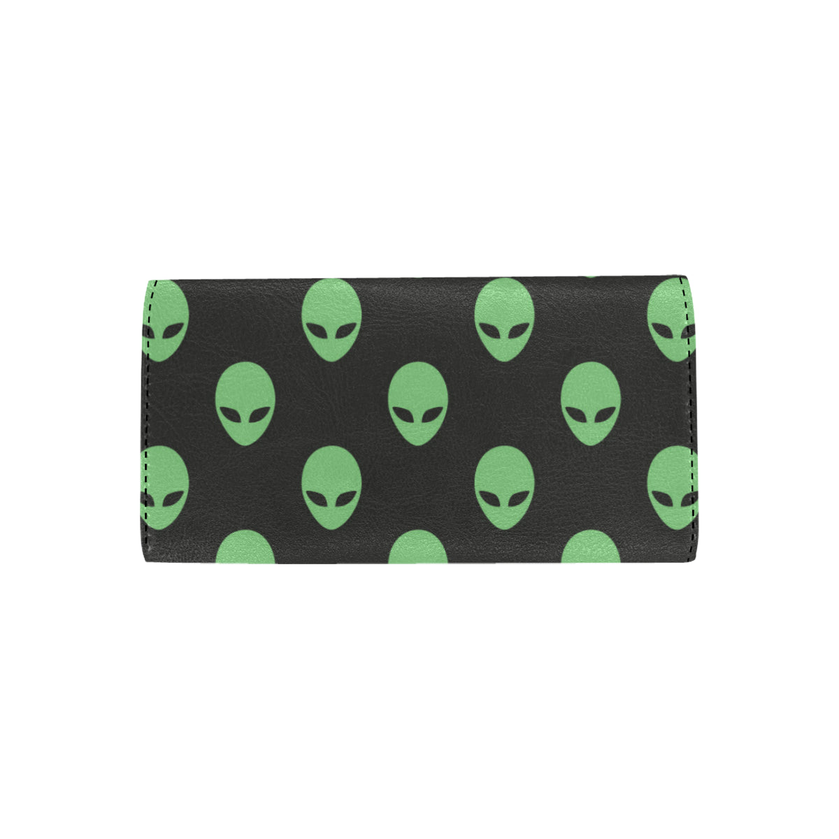 Alien Green Neon Pattern Print Design 01 Women's Trifold Wallet