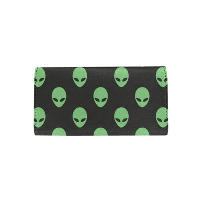 Alien Green Neon Pattern Print Design 01 Women's Trifold Wallet