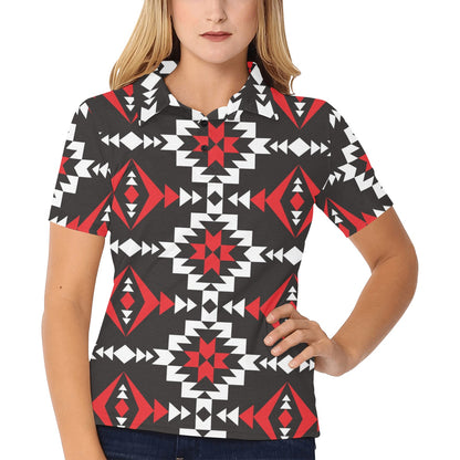 Navajo Pattern Print Design A02 Women's Polo Shirt