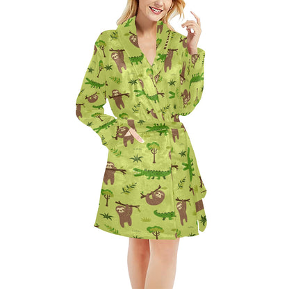 Alligator Pattern Print Design 04 Women's Fleece Robe