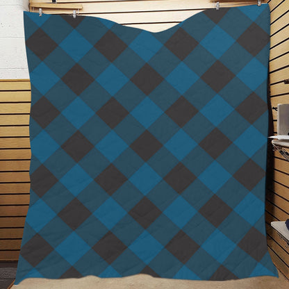 Plaid Blue Pattern Print Design A04 Premium Quilt