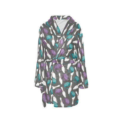 Bowling Pattern Print Design 03 Women's Fleece Robe