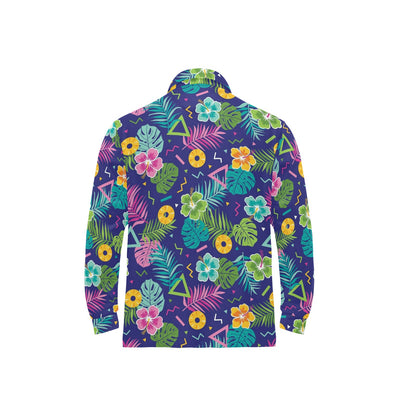 Hawaiian Themed Pattern Print Design H014 Long Sleeve Polo Shirt For Men's