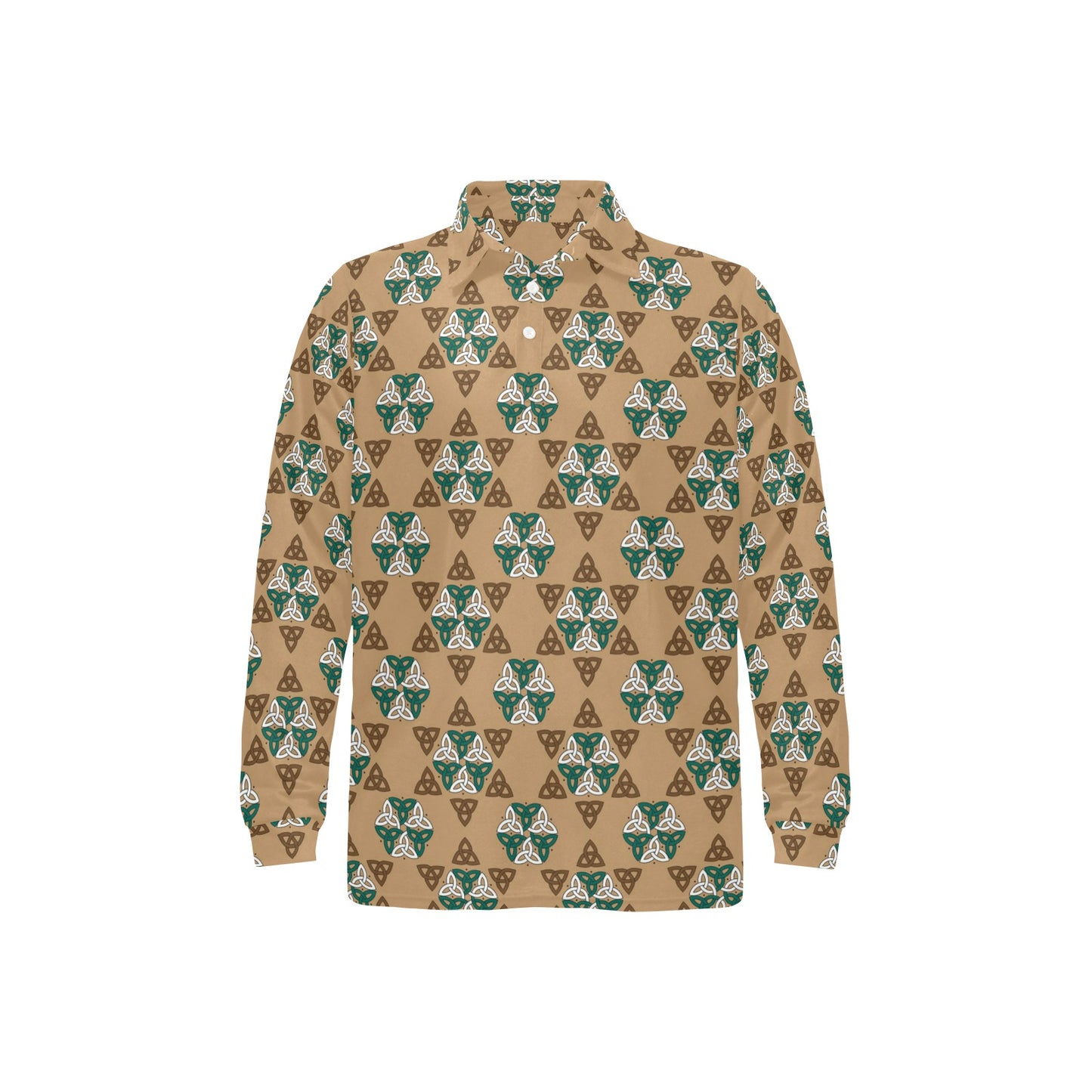 Celtic Pattern Print Design 08 Long Sleeve Polo Shirt For Men's