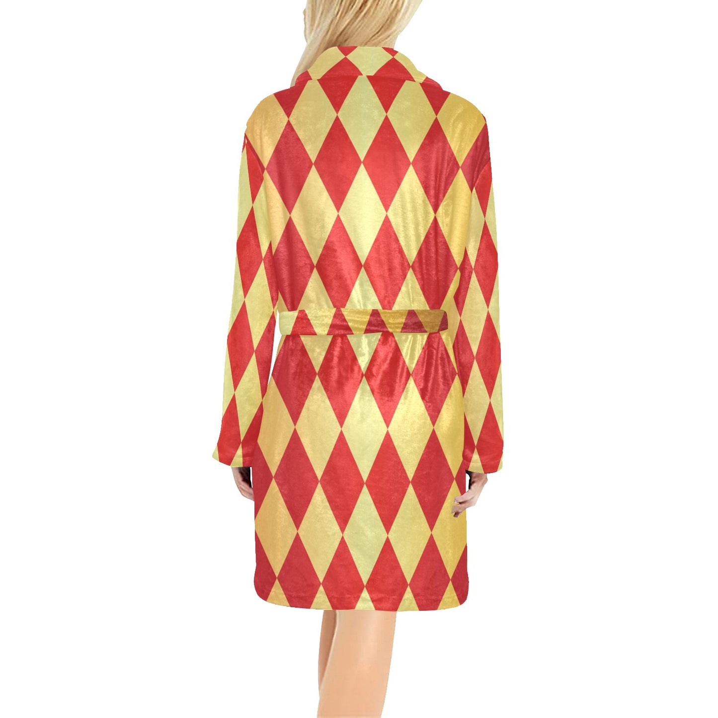 Harlequin Pattern Print Design 03 Women's Fleece Robe