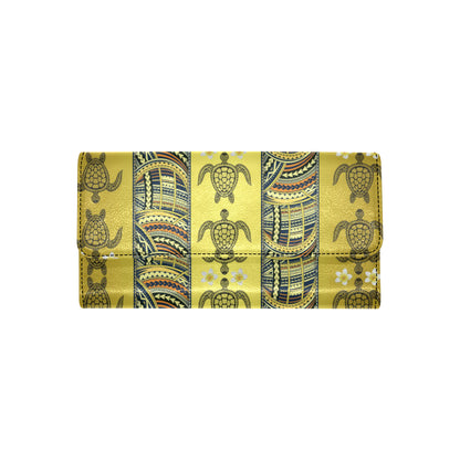 Polynesian Turtle Hawaiian Design Print Women's Trifold Wallet