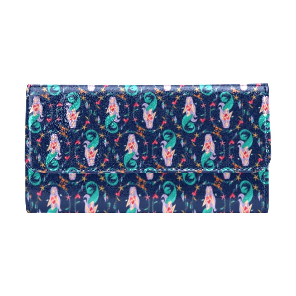Mermaid Girl Cute Design Print Women's Trifold Wallet