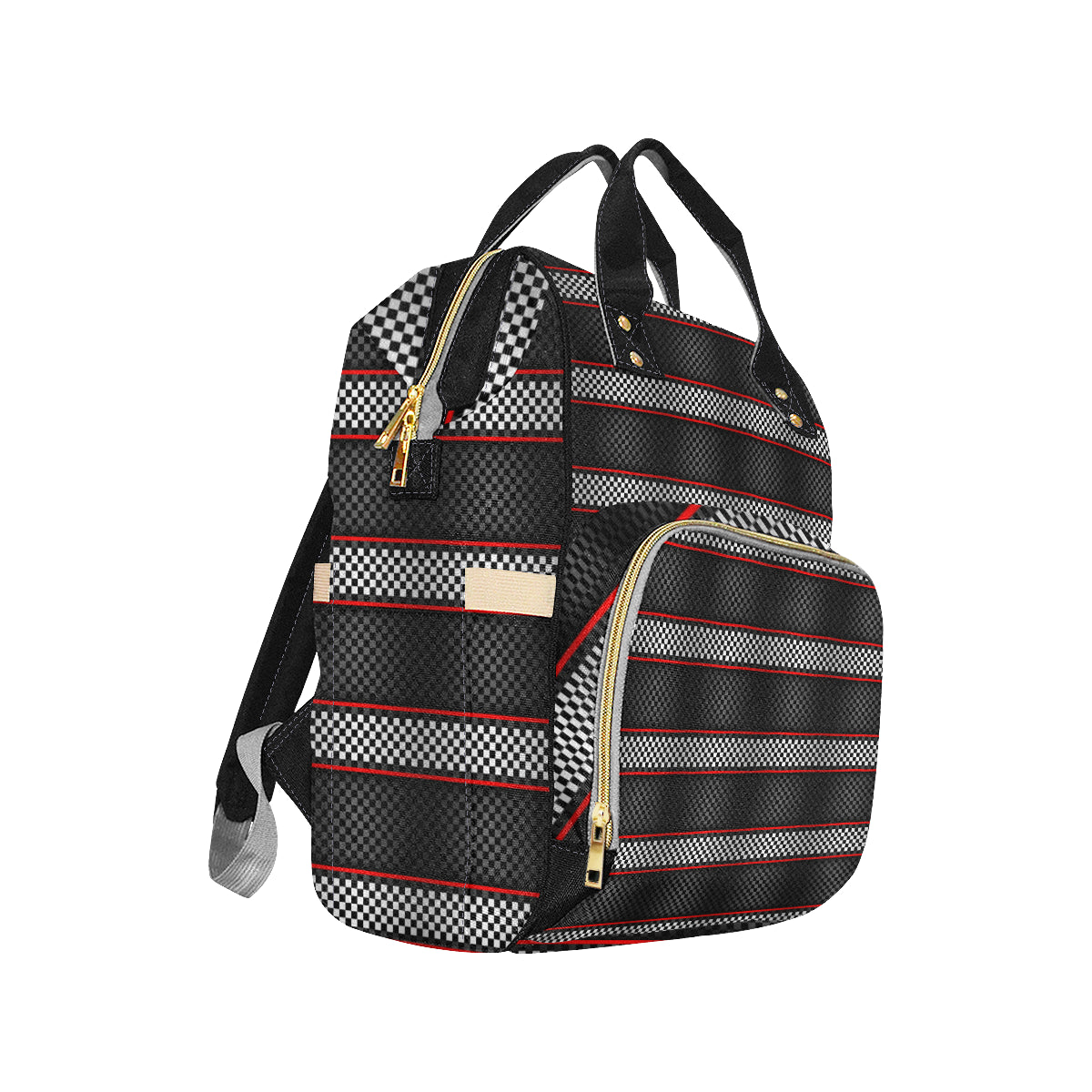 Checkered Flag Red Line Style Diaper Bag Backpack