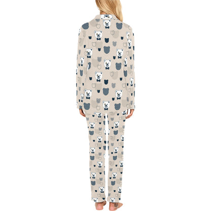 Bear Pattern Print Design 05 Women's Long Pajama Set