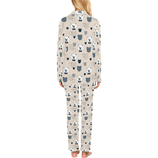 Bear Pattern Print Design 05 Women's Long Pajama Set